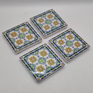 Set Of 4 Ceramic Coasters 3" Square
